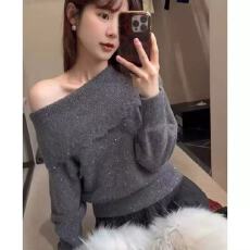批发法式一字肩亮片红色套头<b class='q'>打底</b>毛衣女秋冬季修身露肩内搭针织衫<b class='q'>上衣</b>