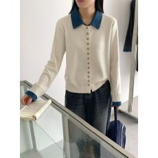 批发韩版学院风翻领针织开衫上衣女秋冬温柔百搭打底衫减龄毛衣外套潮