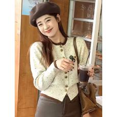 批发早秋小香风短款针织衫女2026新款初秋长袖上衣针织开衫毛衣外套女