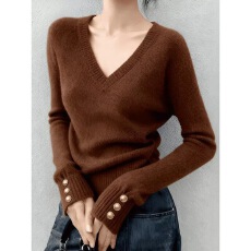 批发韩系灰色v领针织衫<b class='q'>打底衫</b>上衣春季新款高级感气质修身内搭毛衣女