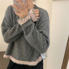 批发韩系设计感套头气质毛衣舒适长袖洋气上衣针织衫休闲秋季舒适