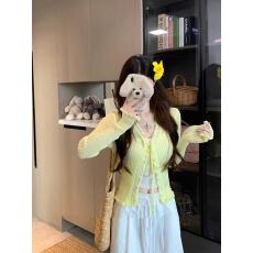 批发黄色<b class='q'>长袖</b>针织<b class='q'>开衫</b>女春季2026年新款薄款毛衣防晒外套修身上衣<b class='q'>外</b><b class='q'>搭</b>