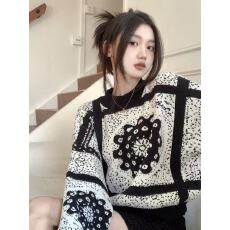 批发法式提花针织<b class='q'>毛</b>衣女设计感小众秋冬外穿慵懒风别致炸街上衣洋气质