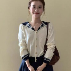 批发2026早秋季新款长袖针织<b class='q'>开衫</b>女学院风外搭毛衣韩系穿搭薄款短外套