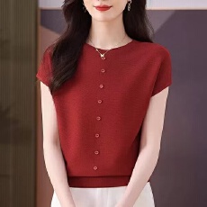 批发圆领桑蚕丝短袖 T恤女2026夏季新款洋气<b class='q'>宽松</b>蝙蝠冰丝上衣薄