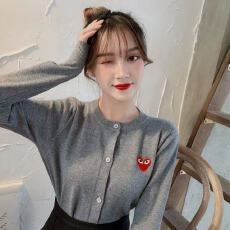 批发秋季开衫<b class='q'>毛衣</b>长袖打底衫女秋冬洋气桃心针织小外套修身潮