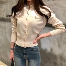 批发小香风针织开衫外套女2026春秋新款复古短款<b class='q'>修身</b>显瘦毛衣长袖上衣