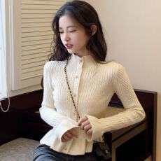 批发小香风高领毛衣女<b class='q'>修身</b>打底针织开衫短外套早秋冬2026新款长袖上衣