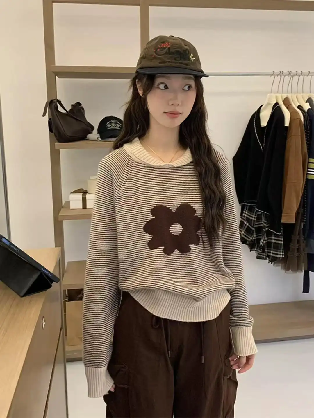 한국인기 배색 버튼 스트라이프 가디건 상세 이미지 2