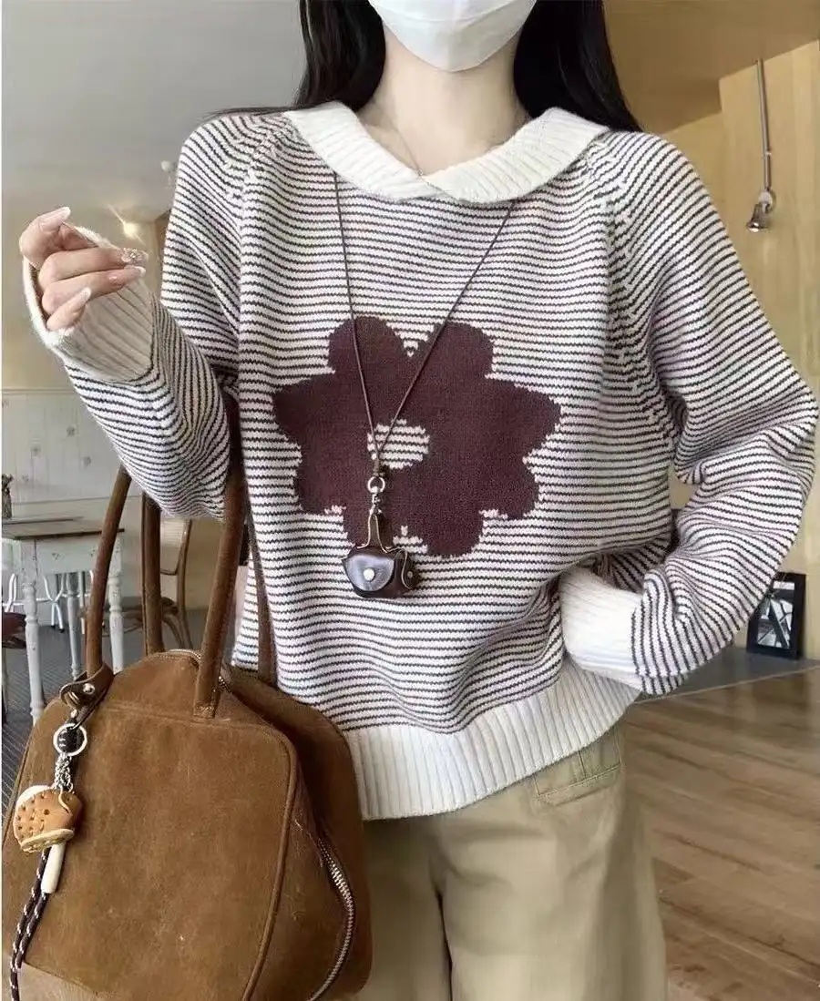 한국인기 배색 버튼 스트라이프 가디건 상세 이미지 3