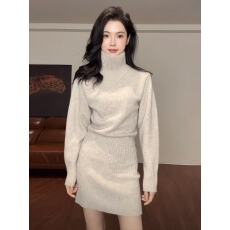 批发辣妹小众气质时尚高领针织<b class='q'>连衣裙</b>女秋冬通勤收腰显瘦内搭包臀短裙