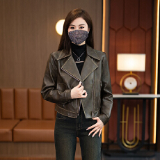 批发棕色皮衣外套女<b class='q'>春</b>秋新款美式机车服廓形高级感夹克2026<b class='q'>春</b>秋新款