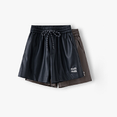 批发<b class='q'>皮短裤</b>阔腿宽松外穿休闲显瘦2026秋季高腰a字百搭女皮裤