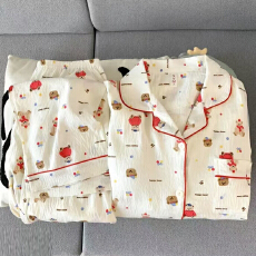 批发夜眠新款春秋网红爆款云朵棉睡衣甜美开衫长袖长<b class='q'>裤</b>家居服套装