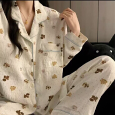 批发夜眠新款春秋网红爆款云朵棉睡衣甜美开衫长袖长<b class='q'>裤</b>家居服套装