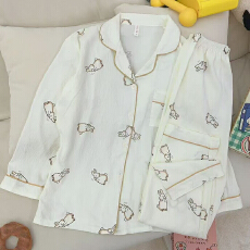 批发夜眠新款春秋网红爆款云朵棉睡衣甜美开衫长袖长<b class='q'>裤</b>家居服套装