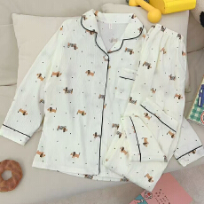 批发夜眠新款春秋网红爆款云朵棉睡衣甜美开衫长袖长<b class='q'>裤</b>家居服套装