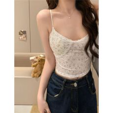 批发已出货 <b class='q'>蕾丝</b>花边冰丝小碎花吊带背心女夏内搭美背<b class='q'>文胸</b>一体带胸垫