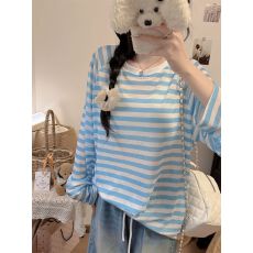 批发已出货 撞色条纹薄纱防晒衣罩衫夏季2026新款休闲<b class='q'>宽松</b>薄款长袖带