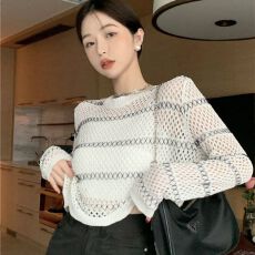 批发已出货 欧美甜辣jazz爵士舞跳舞上衣女短款kpop穿搭<b class='q'>宽松</b>长袖针织