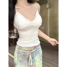 批发已出货 性感V领辣妹吊带背心女春夏内搭美背<b class='q'>文胸</b>一体<b class='q'>蕾丝</b>拼接带胸