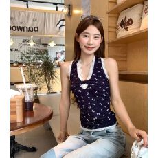 批发已出货 甜美风蕾丝花边挂脖背心吊带夏季设计感<b class='q'>碎花</b>上衣女