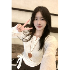 批发亨利领<b class='q'>长袖</b>t恤女半开领打底衫女内搭绑带短款<b class='q'>长袖</b>t恤上衣