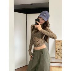 批发韩系波点<b class='q'>长袖</b>T恤女春秋超好看内搭打底衫修身显瘦小上衣