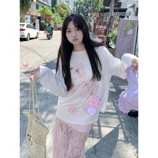 批发已出货 大码春季印花长袖防晒罩衫女2026新款薄款宽松上衣