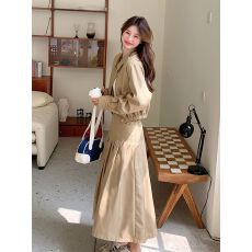 批发<b class='q'>时尚</b>休闲套装裙女春秋盐系高级感气质长袖衬衫半身裙两件套