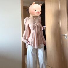 批发纯欲风裸粉色带胸垫抹胸收腰<b class='q'>裙摆</b>上衣女夏季温柔显瘦短款外穿