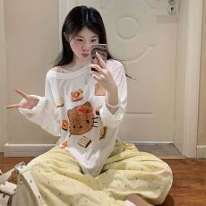 批发慵懒风趣味<b class='q'>卡通</b>印花长袖防晒衫防晒罩衫