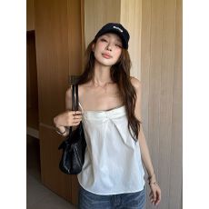批发一字领蝴蝶结吊带背心女夏新款慵懒<b class='q'>宽松</b>显瘦百搭无袖小衫上衣