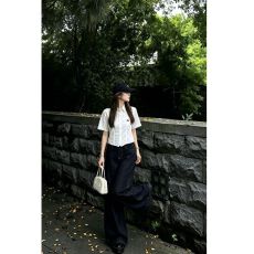 批发新款学院风短袖<b class='q'>衬衫</b>女<b class='q'>宽松</b>显瘦尖下摆设计学生百搭上衣潮