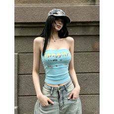 批发美式印花休闲风多巴胺无袖上衣夏季显瘦小个子<b class='q'>百搭</b>背心