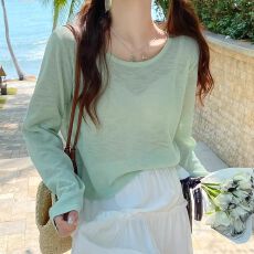 批发<b class='q'>大码</b>防晒罩衫女夏季新款显瘦微透薄款长袖T恤上衣 2026冬季新款
