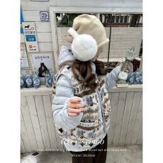 批发韩系温柔风费尔岛羊羔毛马甲背心外套女秋冬宽松保暖无袖开衫上