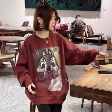 批发长袖圆领<b class='q'>卫衣</b>外套女2025春季新款宽松慵懒风<b class='q'>中长款</b>上衣 应季新款
