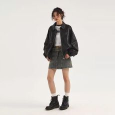 批发黑色PU皮衣加棉外套男女潮2026秋冬新款美式情侣复古皮夹克外套