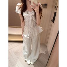 批发韩系蝴蝶结波点<b class='q'>短袖</b><b class='q'>衬衫</b>女夏季2026显瘦减龄休闲上衣 早秋新款