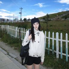 批发乐丽思斜纹 内里 小个子立领双排扣短款休闲风衣外套女 秋款上新