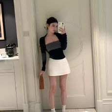 批发人棉260克 秋冬条纹打底衫内搭假两件长袖T恤女短上衣 秋冬<b class='q'>新款</b>