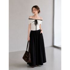 批发法式<b class='q'>白色</b>一字肩系带短袖女夏季设计感上衣女 秋季新品 优雅 洋气
