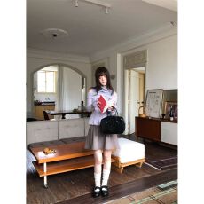 批发氛围感紫色拼接露肩长袖<b class='q'>T</b><b class='q'>恤</b>女设计假两件纯欲半高领上衣 上新款