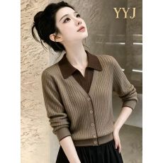 批发假两件毛衣女2026冬季新款长袖外穿洋气女装宽松显瘦款打底衫上