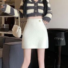 批发水貂绒毛绒半身裙女2026新款春<b class='q'>夏</b>小个子高腰a字半裙辣妹包臀短裙