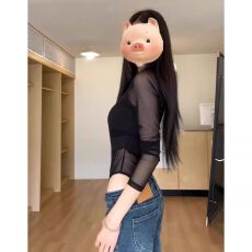 批发春秋新款辣妹性感<b class='q'>网纱</b>拼接打底衫女修身内搭镂空<b class='q'>上衣</b> 早秋新款