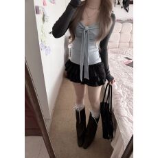 批发*1人棉随心裁260克 假两件百搭长袖女潮 秋<b class='q'>冬</b>新款 法式 韩系