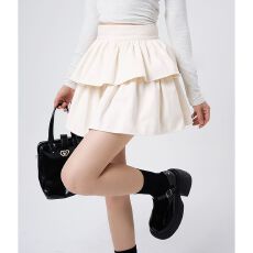 批发秋冬蓬蓬半身裙高腰梨形显瘦<b class='q'>百搭</b>裙子荷叶边a字蛋糕短裙 上新款