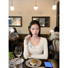 批发支精棉210克 甜妹风百搭小众洋气长袖T恤女 2026<b class='q'>冬</b>季新款 纯欲风